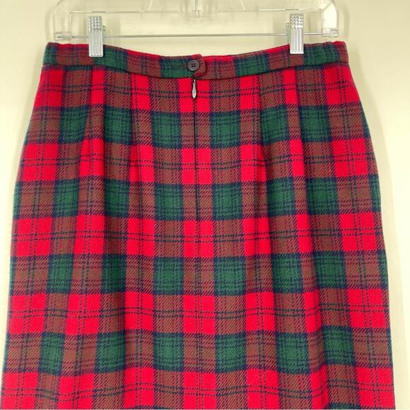 Pendleton Sz 12 Petite Wool Red Green Black Lined Skirt Pleated Pockets Tartan - Picture 9 of 16